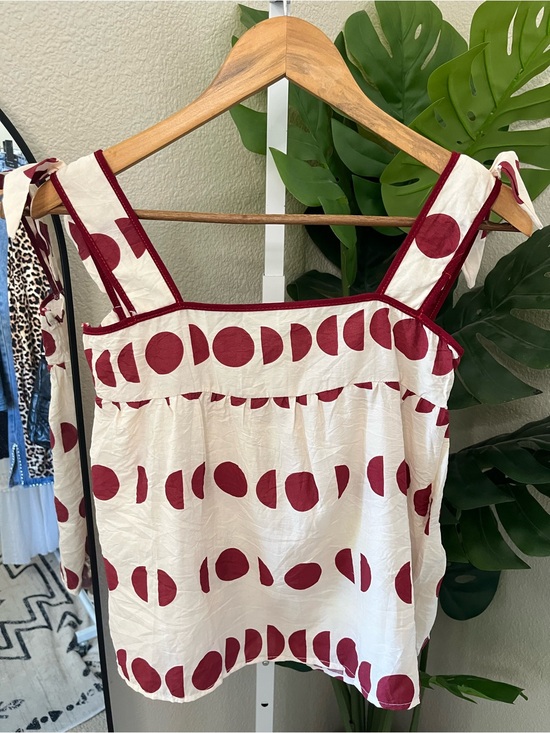 Zara Tops - Zara Polka Dot Tie Strap Crop Top Size Medium NWT |Red & White Summer Blouse